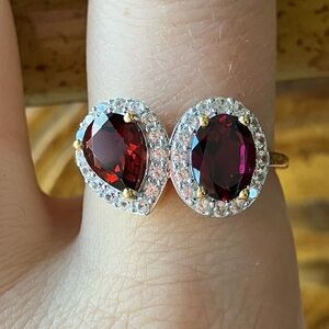 Rhodolite Garnet Red Garnet Sterling Silver Ring Size 8.75